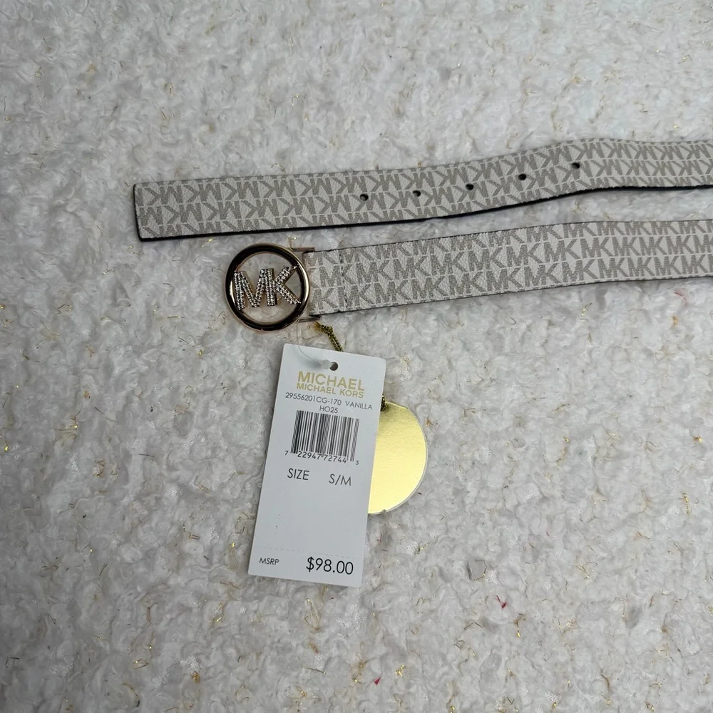 Michael Kors Cream MK Logo Belt size S/M